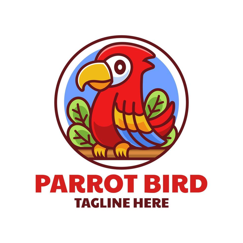 schattig papegaai cartoon logo ontwerp vector