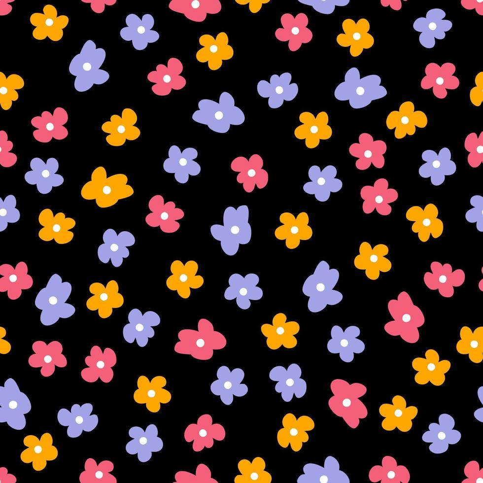 hand getekende zomer naadloze patroon met eenvoudige bloemen. vector