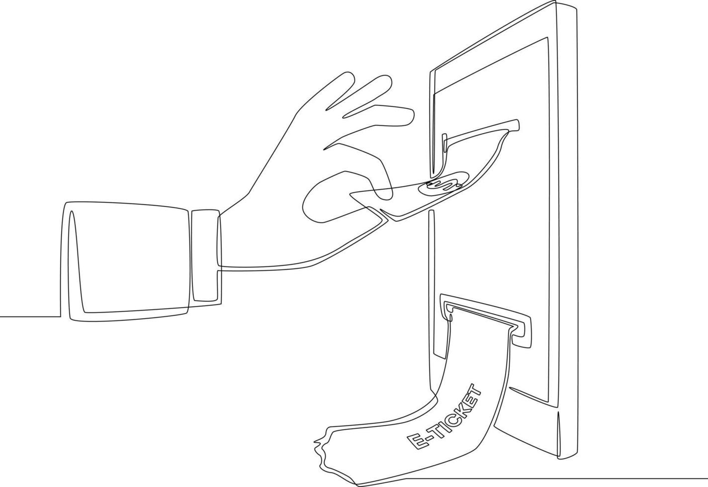 continue één lijntekening van smartphone met digitaal factuurticket en betaling. enkele lijn tekenen ontwerp vector grafische afbeelding