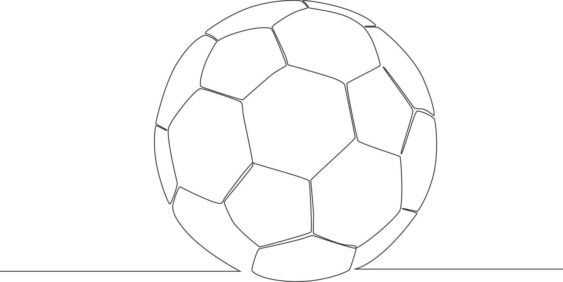 een enkele lijntekening voetbal op witte achtergrond. concept doorlopende lijn tekenen ontwerp vectorillustratie. vector