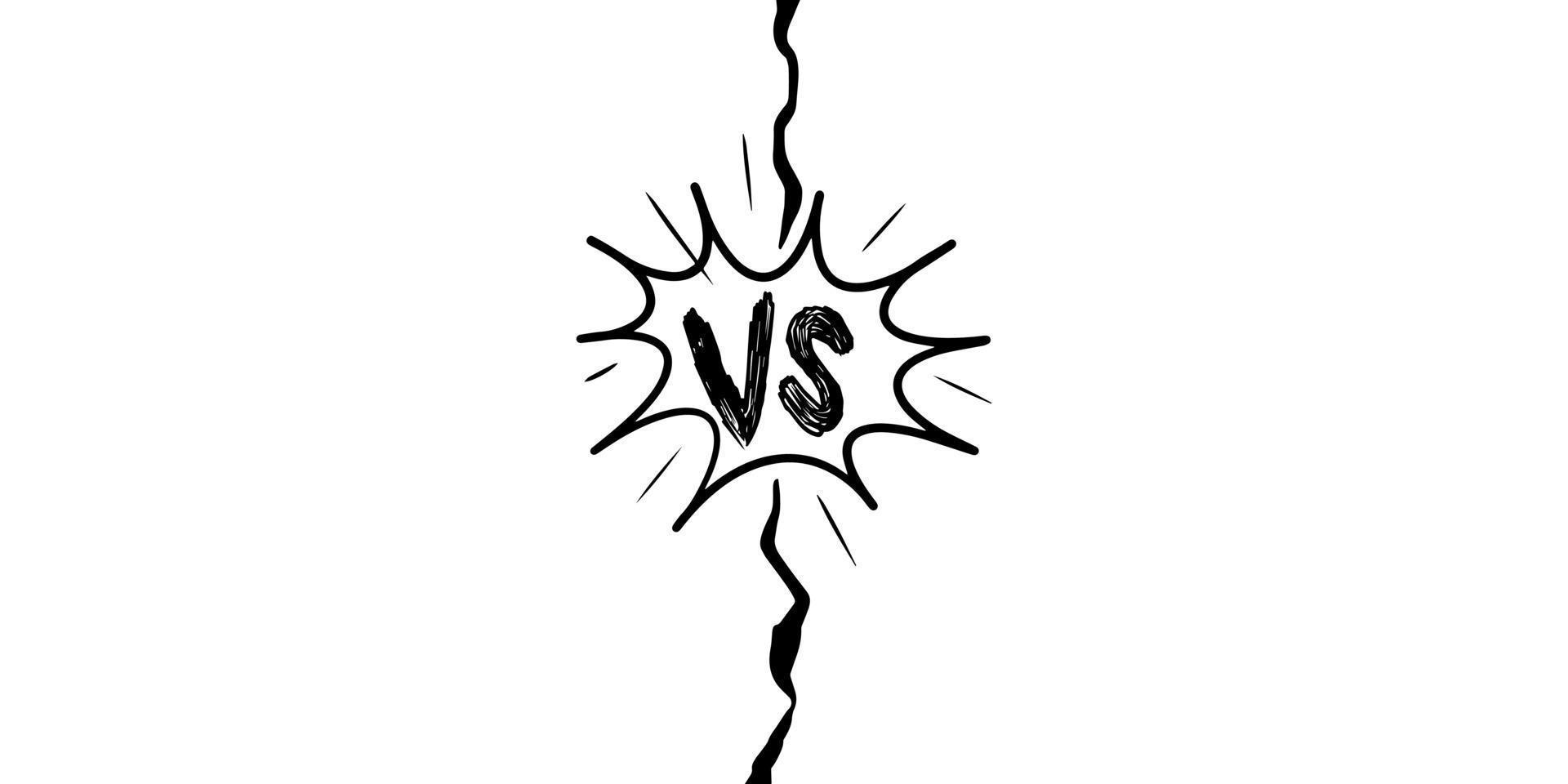 versus of vs brieven logo-ontwerp in doodle stijl. komisch vechtduel met bliksemstraalgrens. vectorillustratie. vector