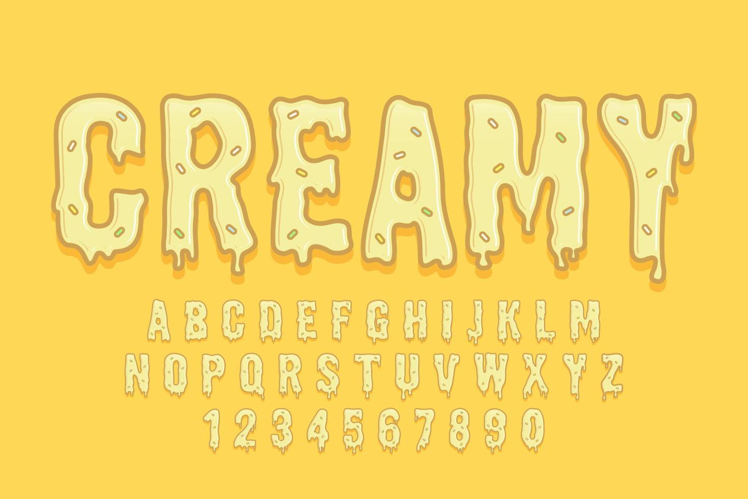 decoratief romig lettertype en alfabet vector