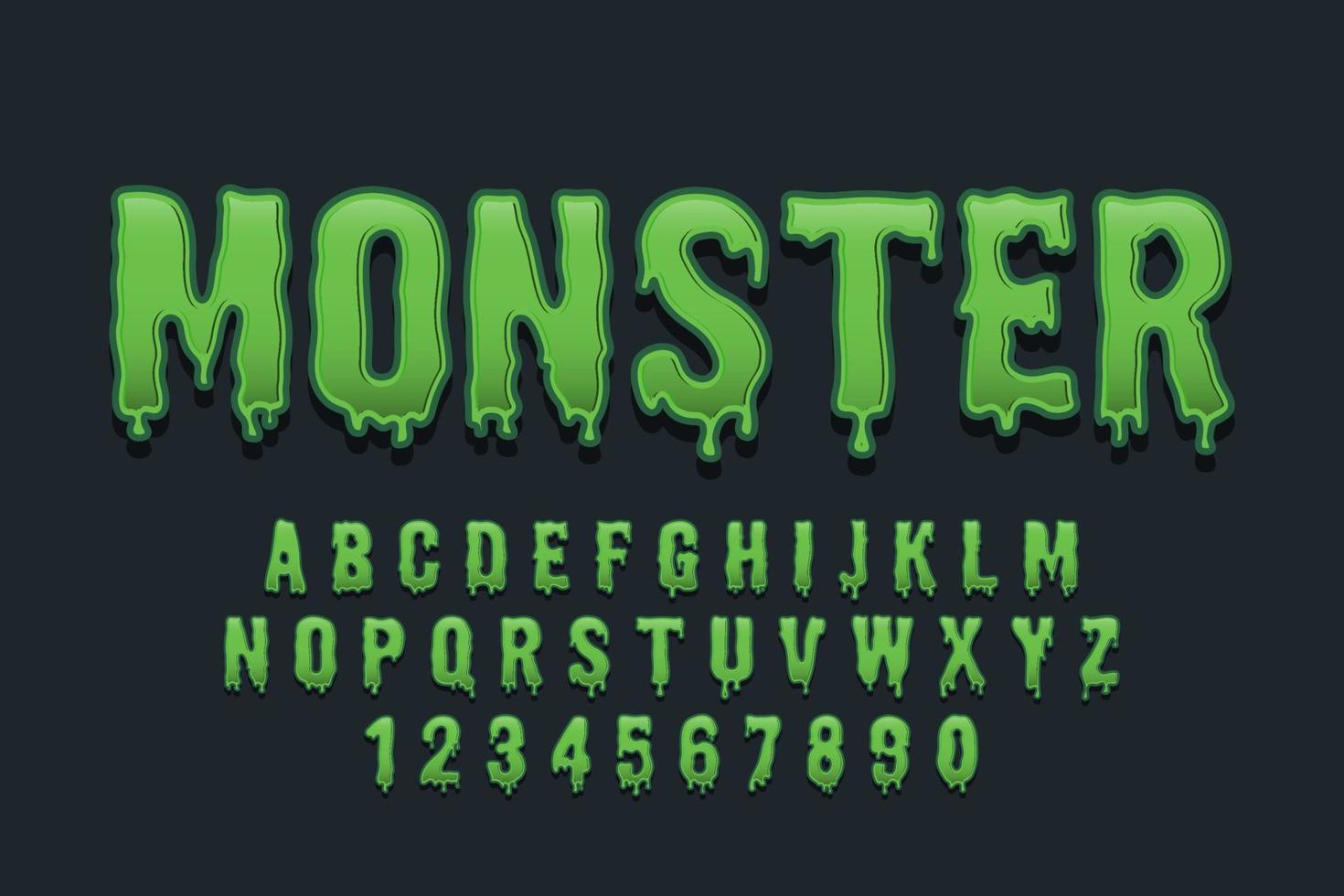 decoratief monsterlettertype en alfabet vector