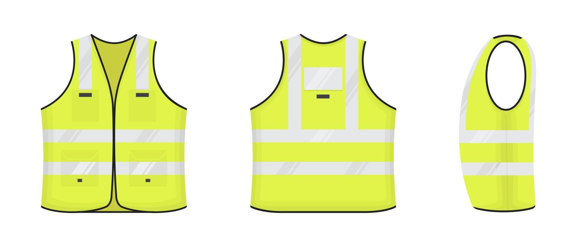 veiligheid reflecterend vest teken vlakke stijl vector illustratie ontwerpset.