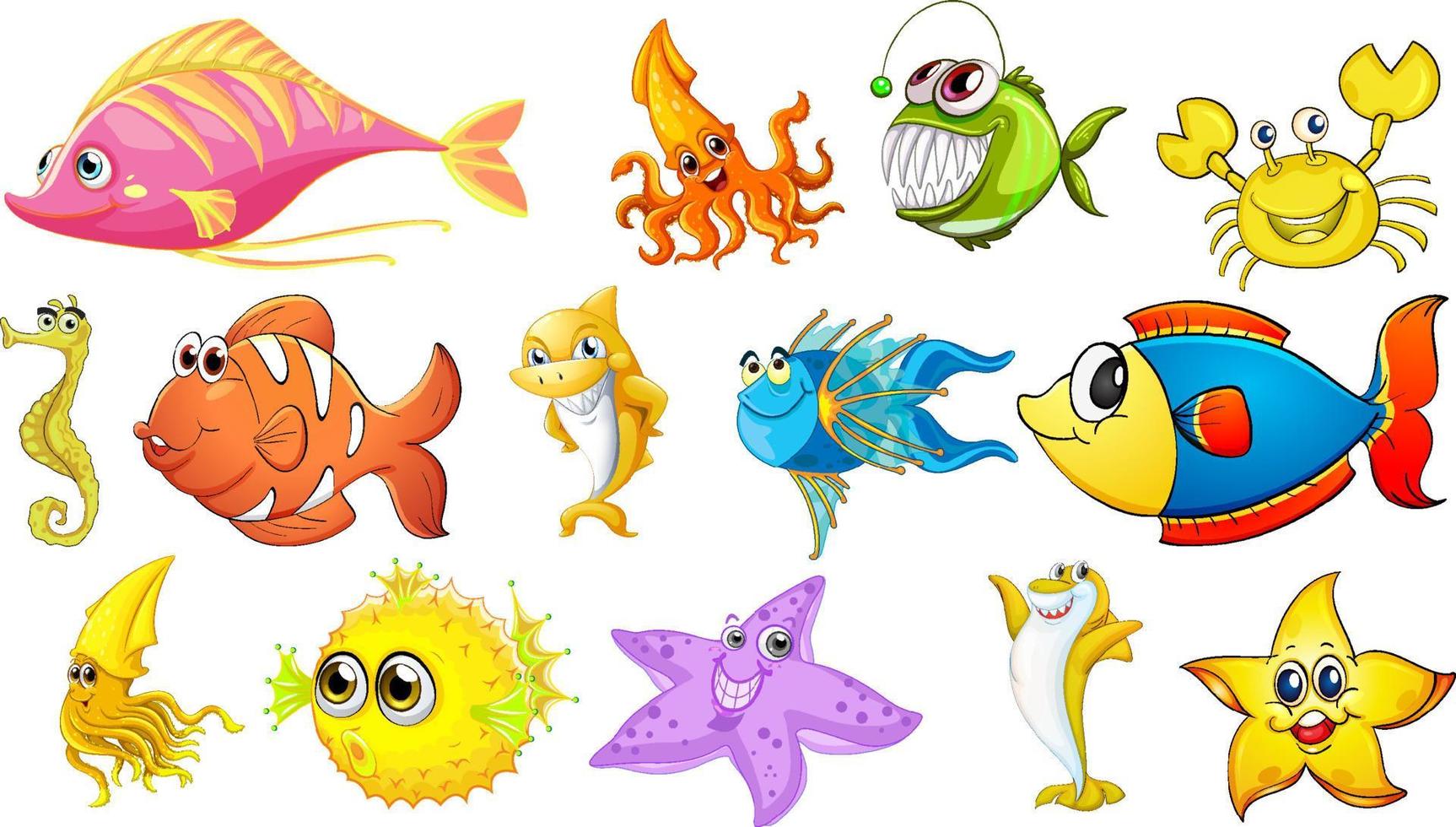 zeedieren cartoon collectie vector