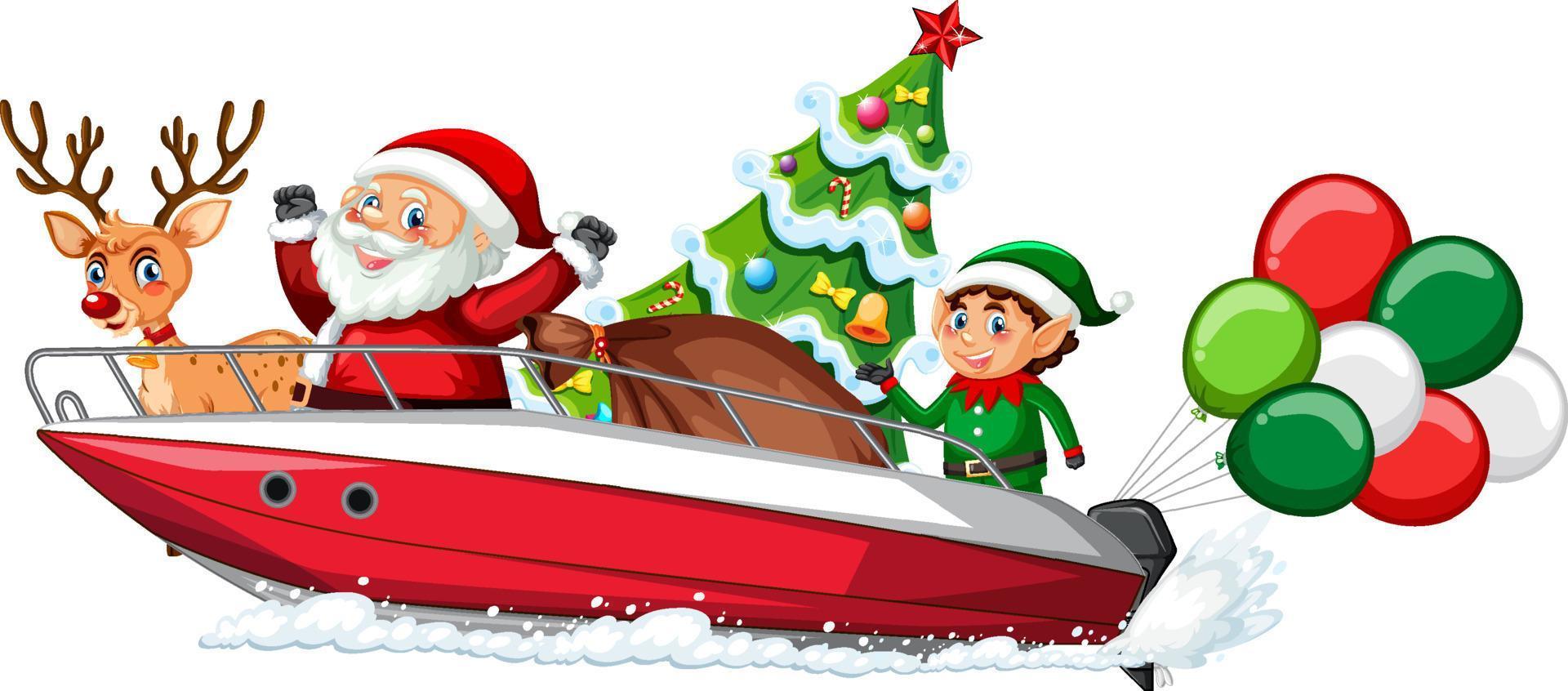 levering kerstcadeau op speedboot vector