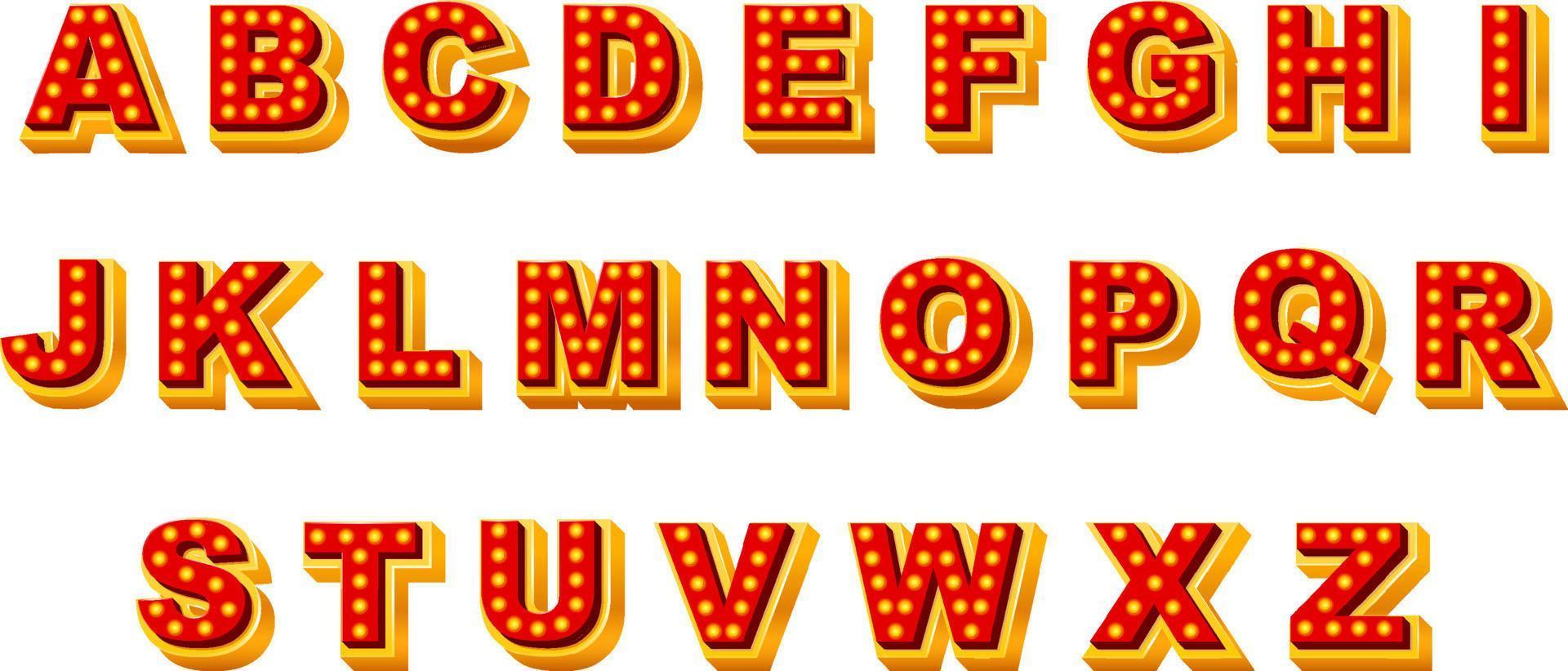 een set Engelse spelshowstijlen in het alfabet vector