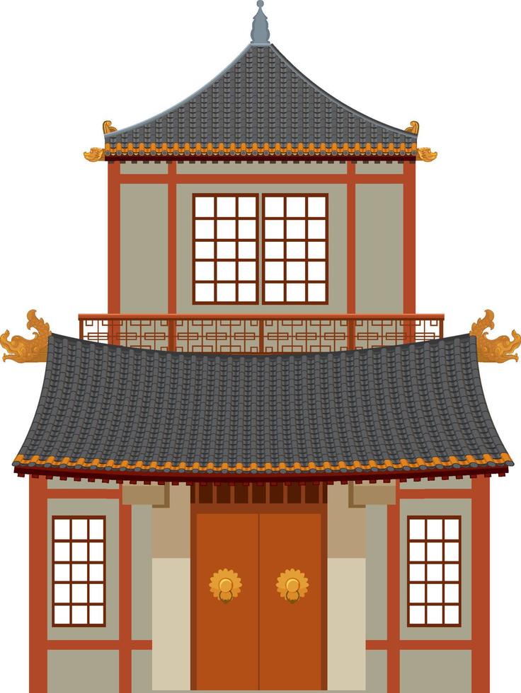 Chinees traditioneel gebouw op witte achtergrond vector