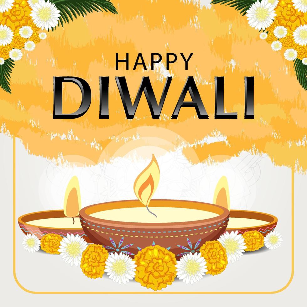 gelukkige diwali festival van lichten poster vector