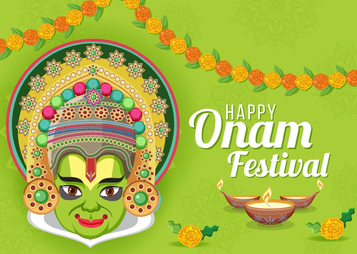 onam hindoe oogstfeest poster vector