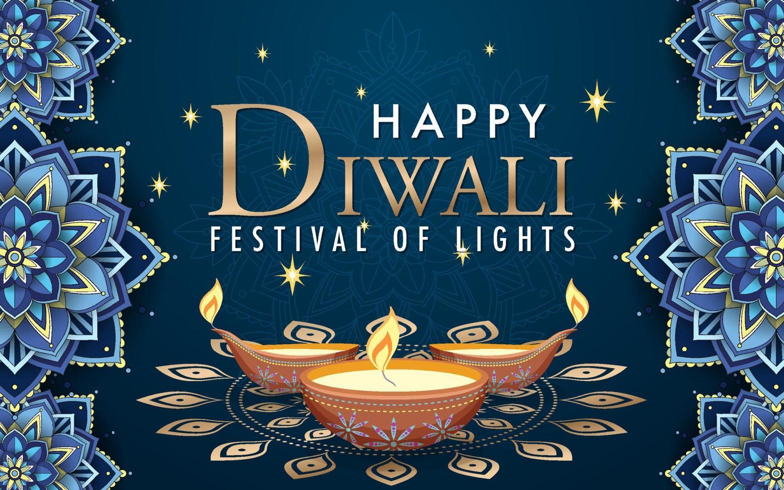 gelukkige diwali festival van lichten poster vector