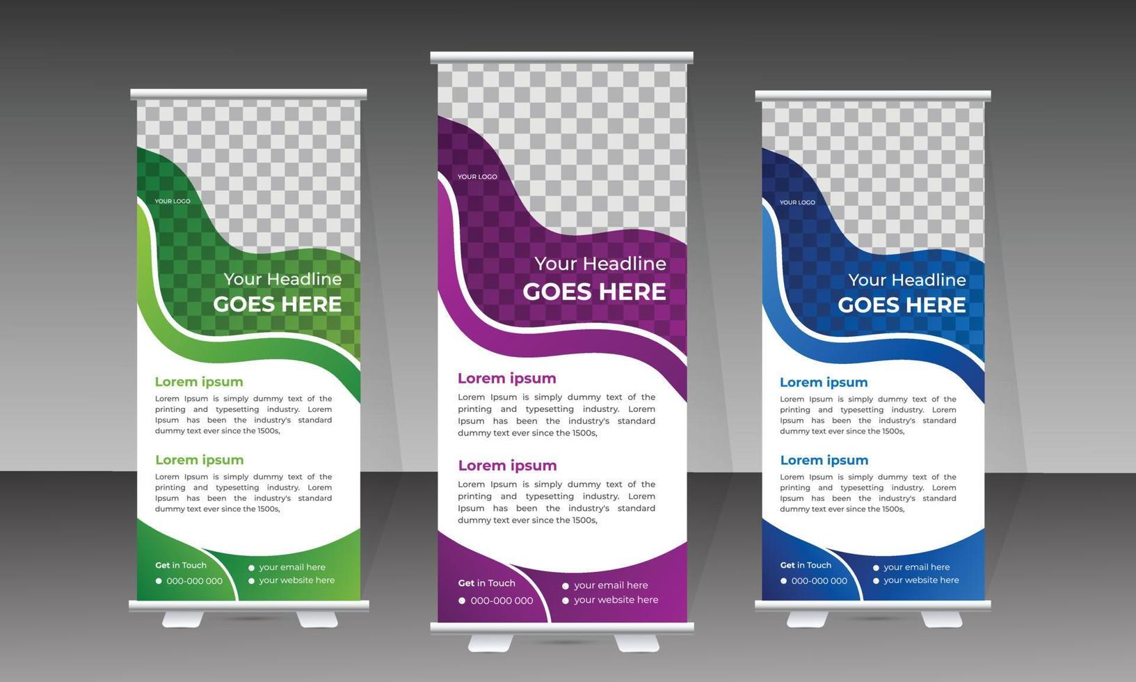 aantrekkelijke moderne roll-up banner ontwerpsjabloon voor medische en gezondheidszorg vector