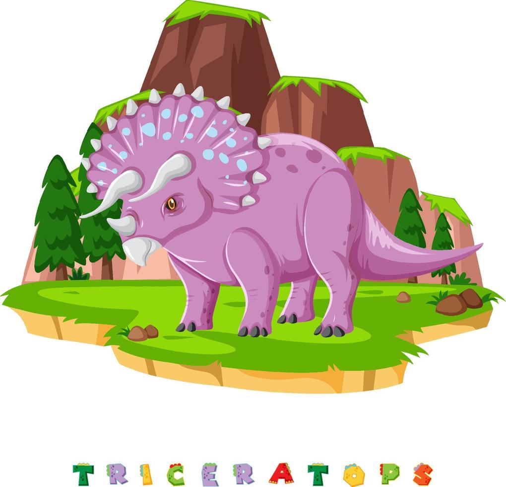 dinosaurus woordkaart voor triceratops vector