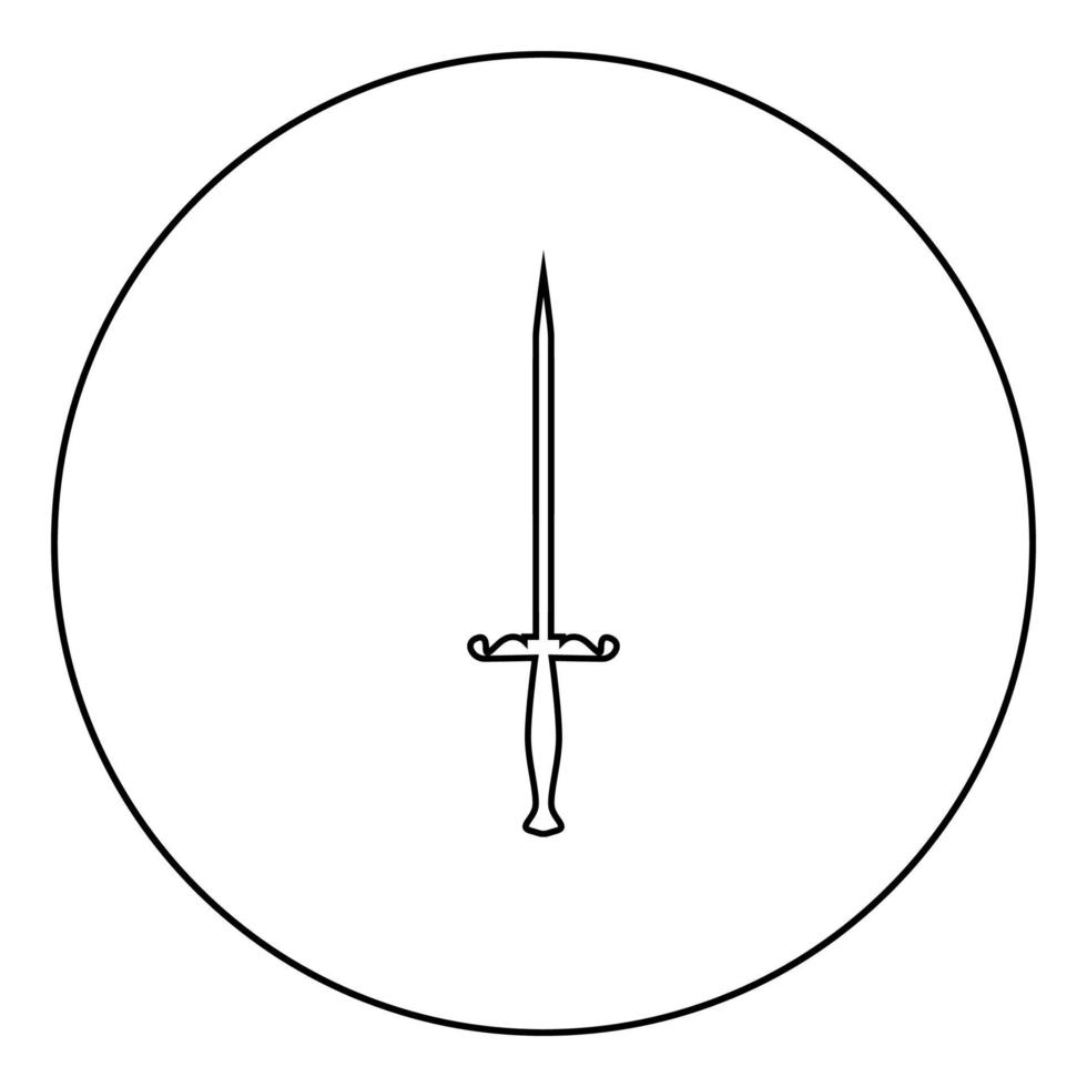 stylet mes stiletto pictogram in cirkel ronde omtrek zwarte kleur vector illustratie vlakke stijl afbeelding