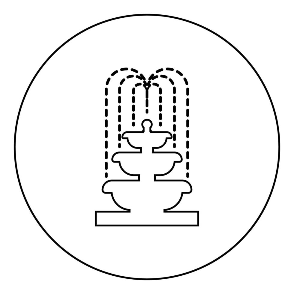fontein laag water pictogram in cirkel ronde omtrek zwarte kleur vector illustratie vlakke stijl afbeelding