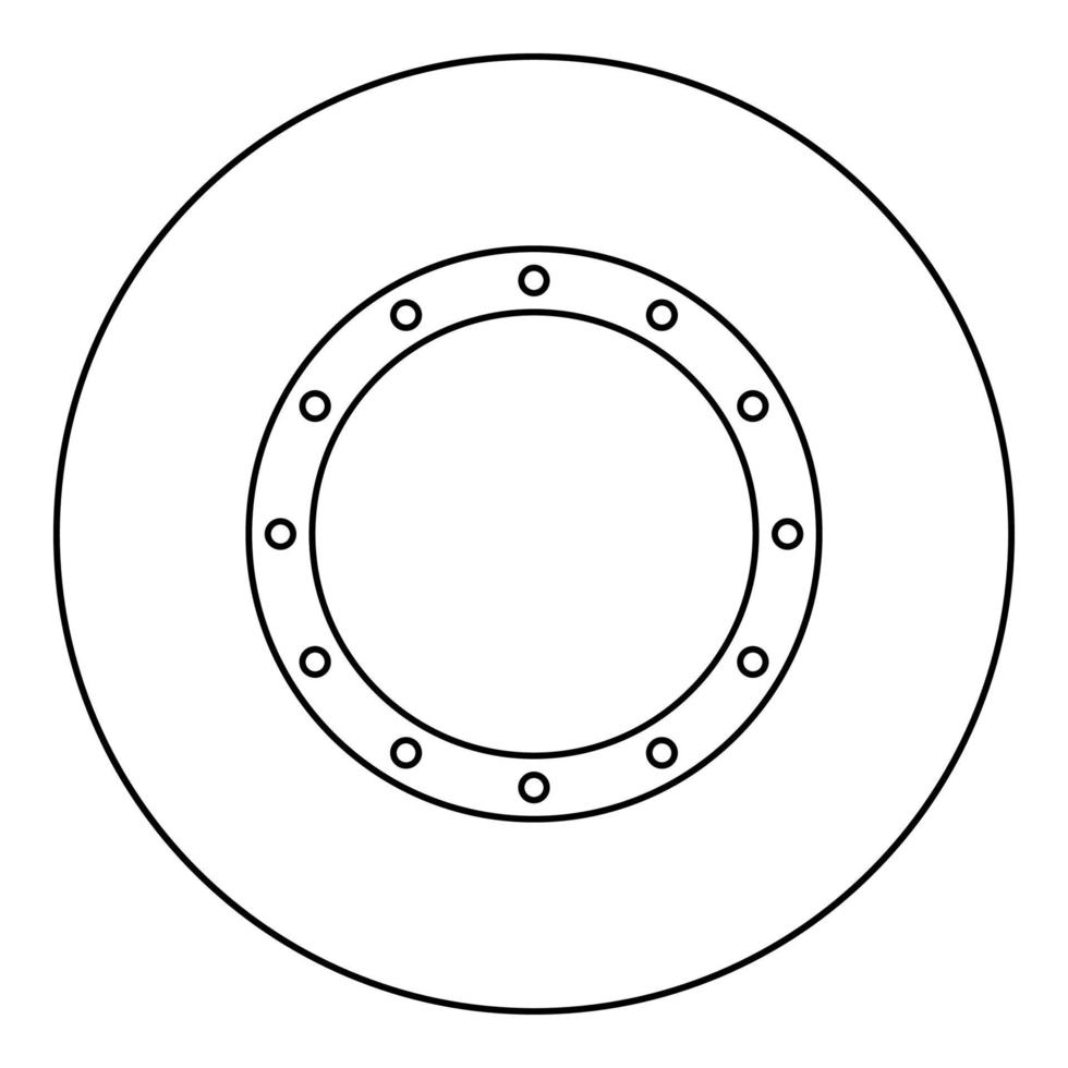 rubberen pakking met gaten pakkingring afdichting lekkage o-ring reten pictogram in cirkel ronde zwarte kleur vector illustratie solide omtrek stijl afbeelding