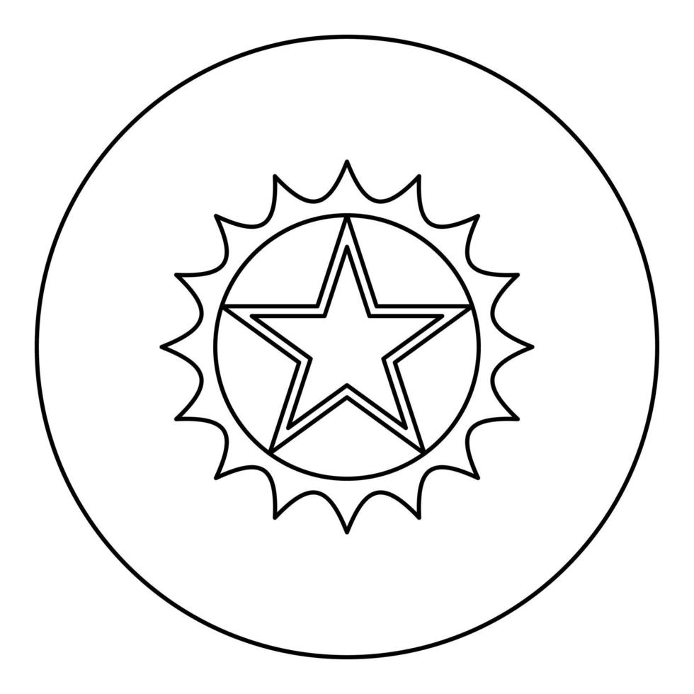 ster in cirkel met scherpe randen pictogram in cirkel ronde zwarte kleur vector illustratie afbeelding overzicht contour lijn dunne stijl