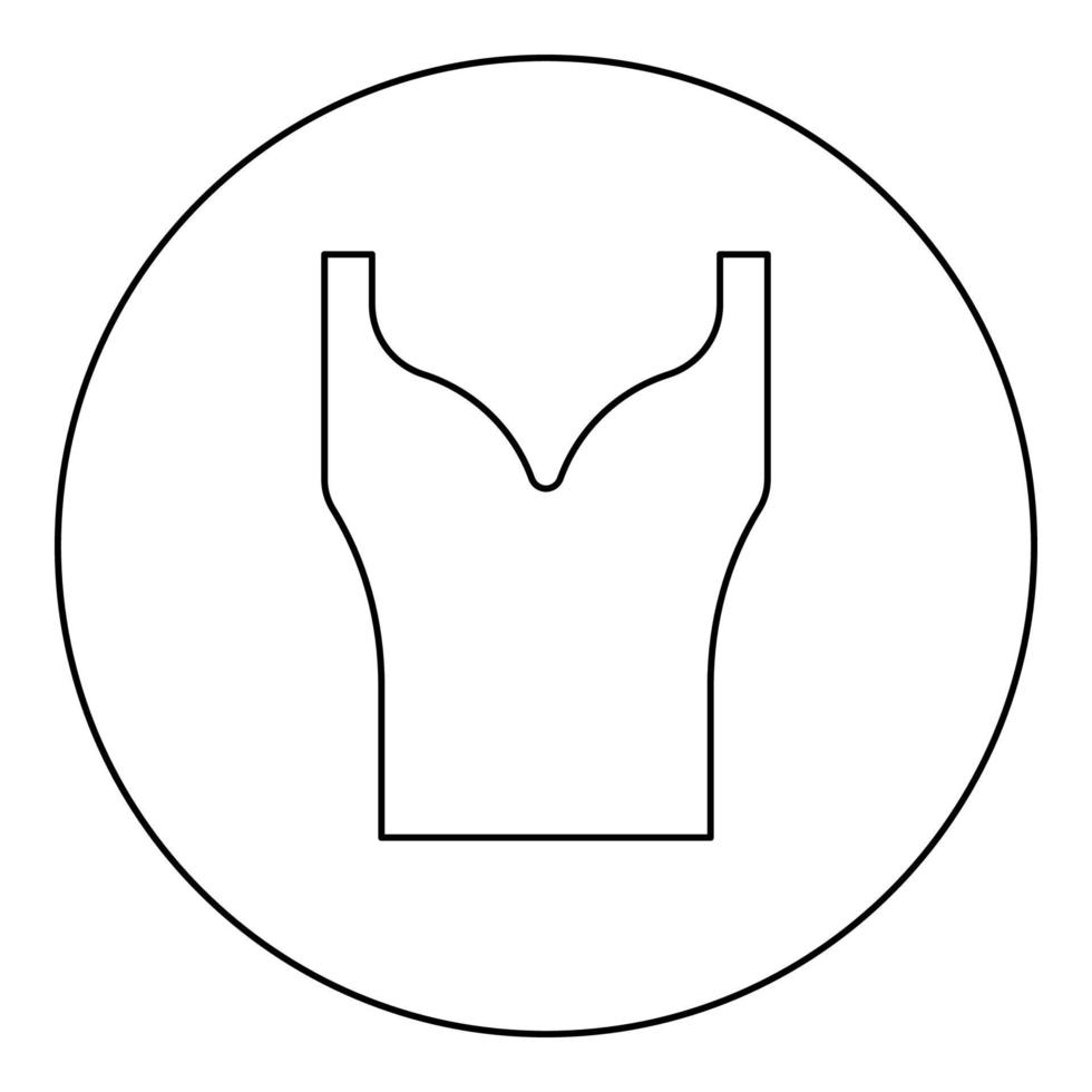dameskleding top jurk jersey overhemd blouse trui singlet pictogram in cirkel ronde zwarte kleur vector illustratie afbeelding overzicht contour lijn dunne stijl
