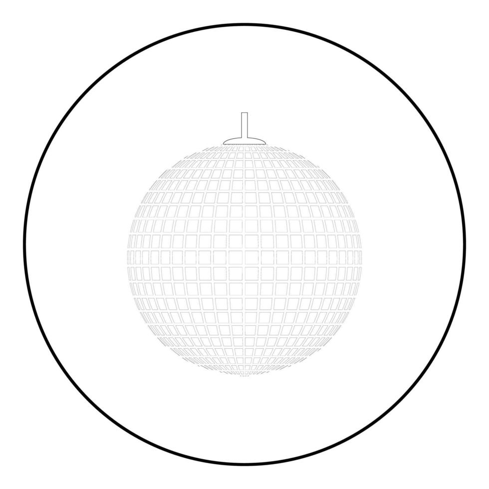 disco bol geschorst online touw discotheek bal retro nachtclubs symbool concept nostalgische partij pictogram in cirkel ronde overzicht zwarte kleur vector illustratie vlakke stijl afbeelding
