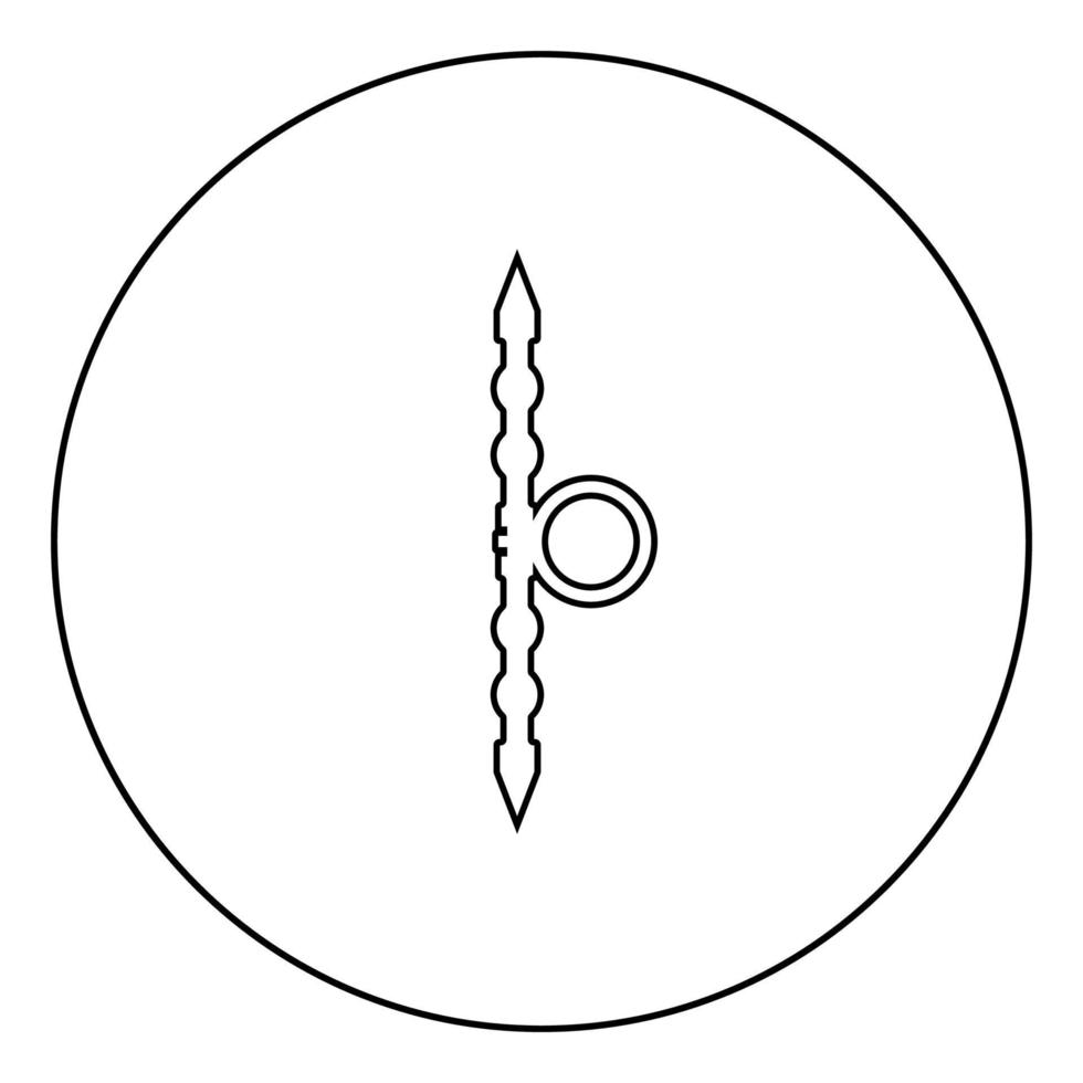 santensu wapen van samoerai voor handpictogram in cirkel rond overzicht zwarte kleur vector illustratie vlakke stijl afbeelding