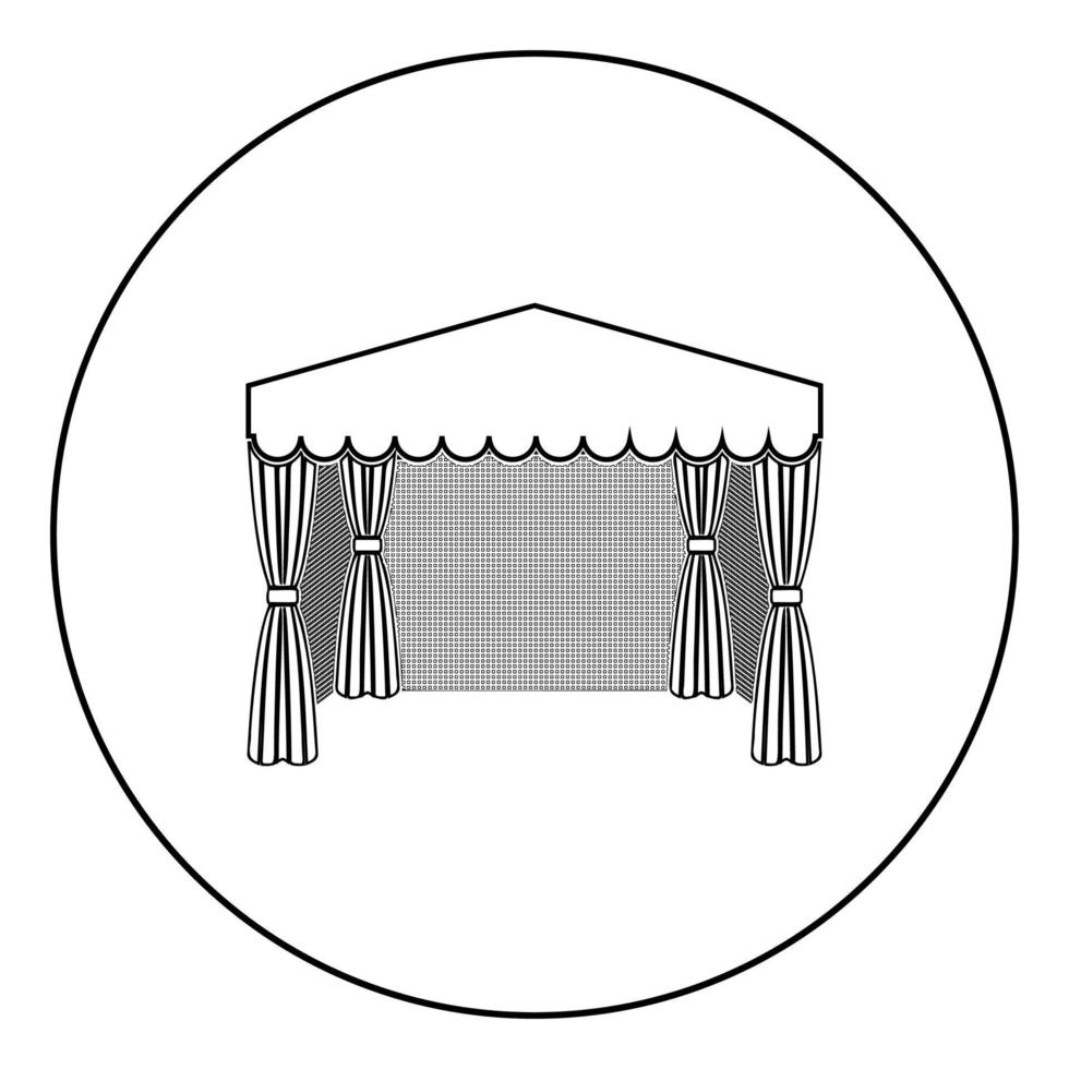 paviljoen om te winkelen zakelijke tent selectiekader voor reclame pictogram in cirkel ronde omtrek zwarte kleur vector illustratie vlakke stijl afbeelding