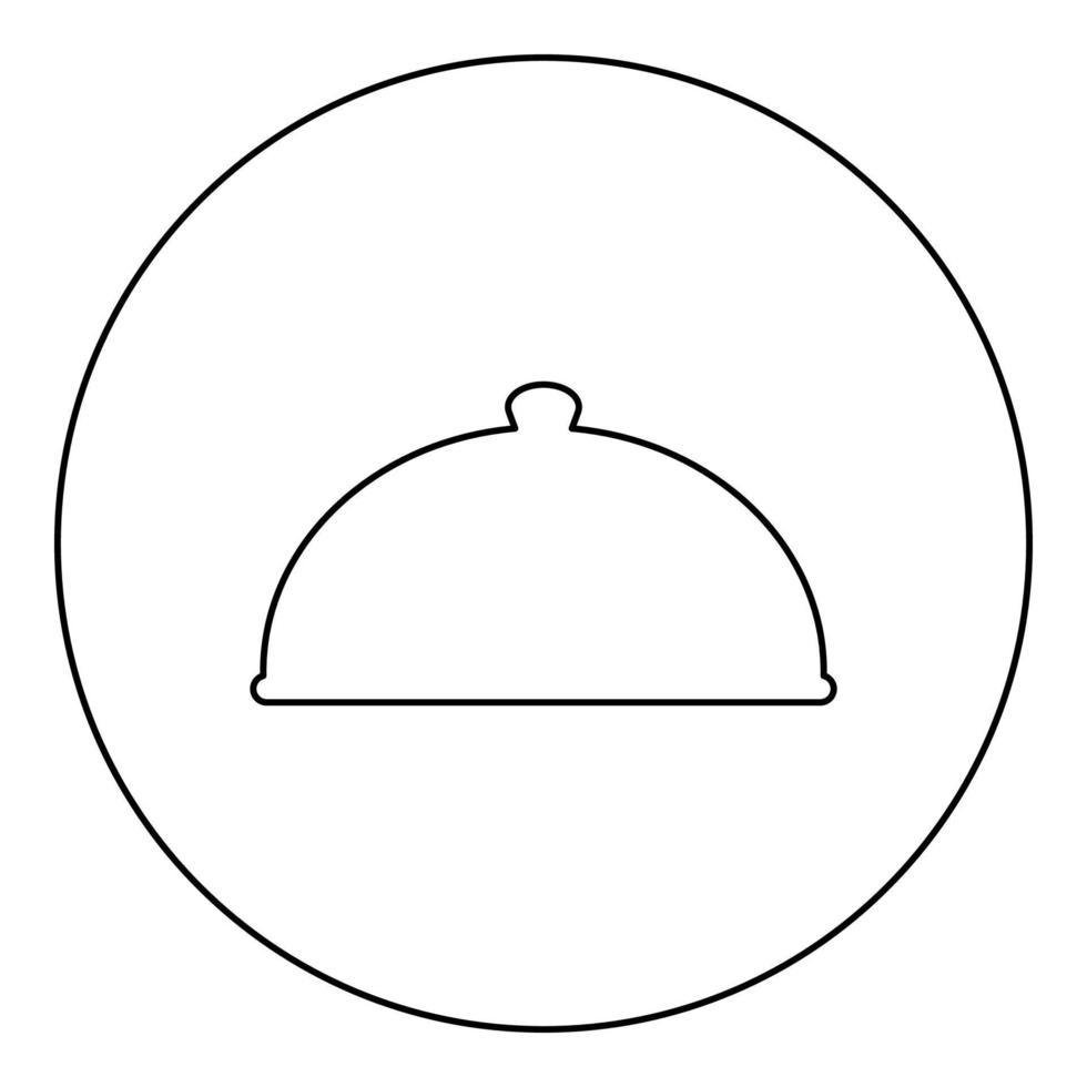 cloche serveerschaal restaurant deksel koepel plaat covers om voedsel warm te houden bol deksel voortreffelijke presentatie gastronomische maaltijd catering concept pictogram in cirkel ronde zwarte kleur vector illustratie afbeelding