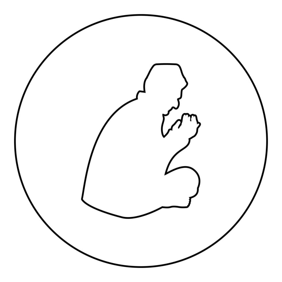biddende moslim pictogram zwarte kleur in ronde cirkel vector