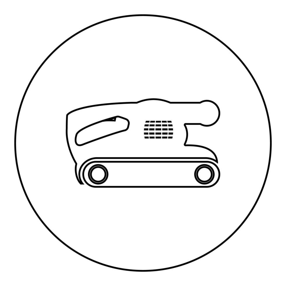 bandschuurmachine voor korrelafwerking gehouden polijsten elektrisch gereedschap pictogram zwarte kleur in ronde cirkel vector