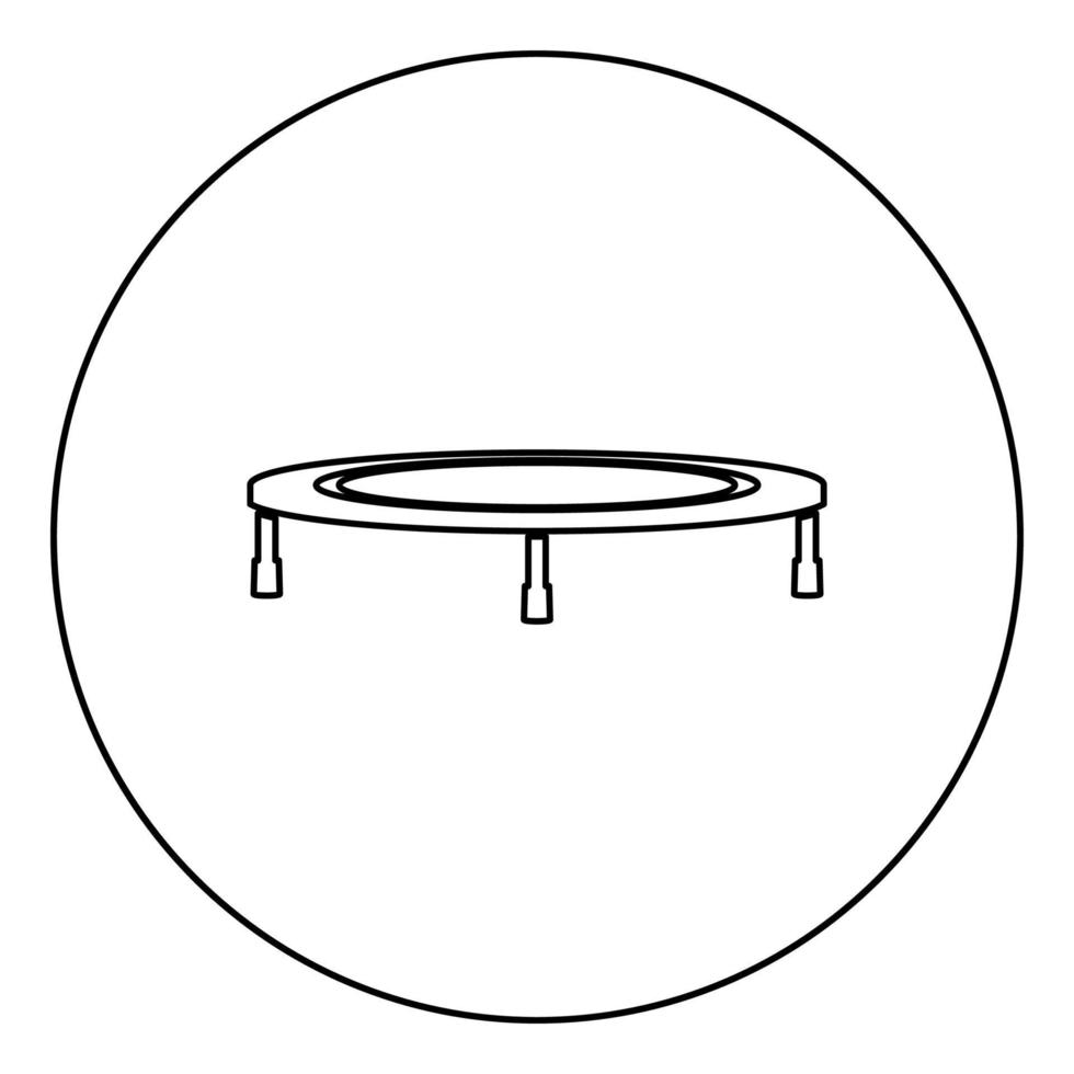 trampoline springen voor bounce pictogram in cirkel ronde omtrek zwarte kleur vector illustratie vlakke stijl afbeelding