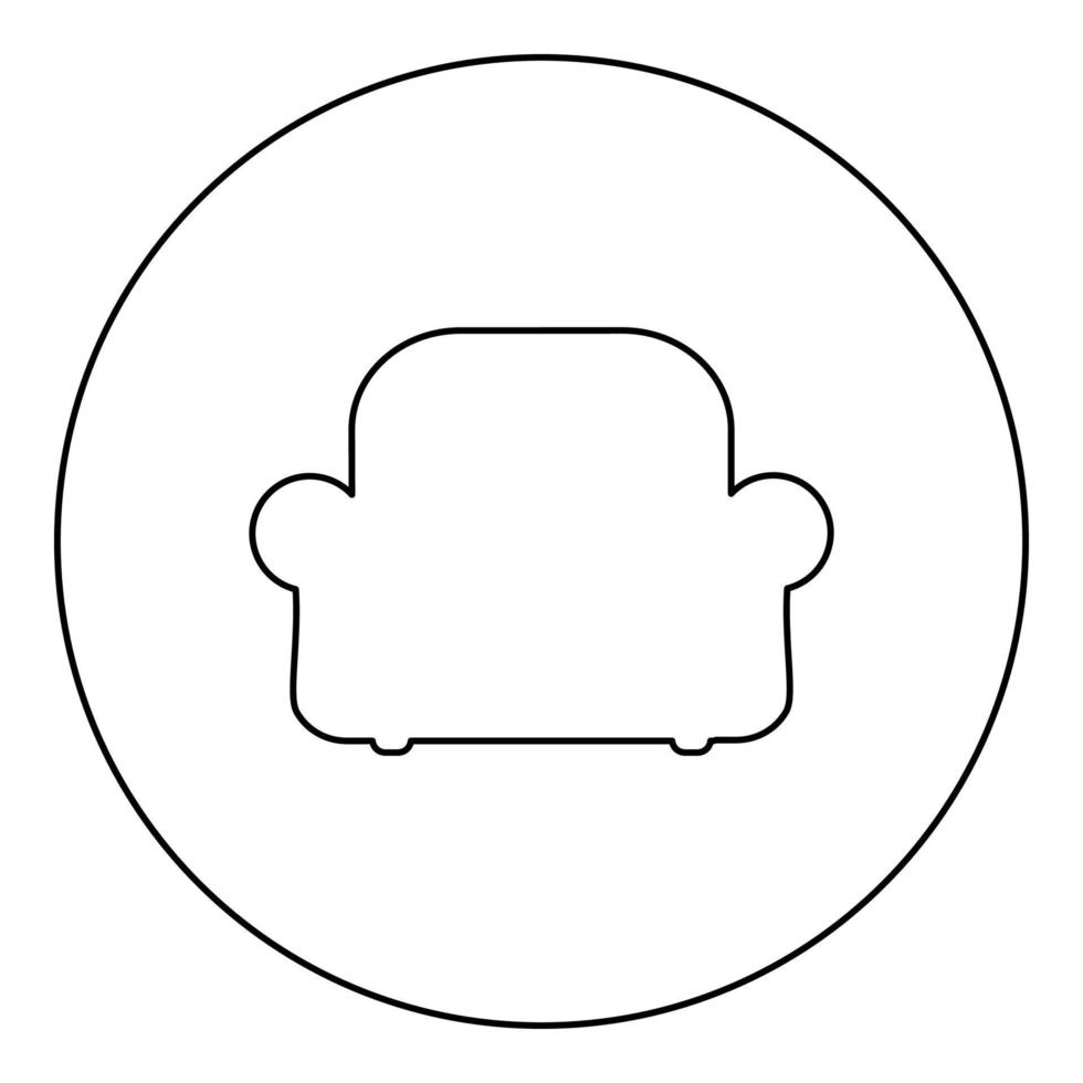 fauteuil silhouet fauteuil meubels voor woonkamer pictogram in cirkel ronde zwarte kleur vector illustratie afbeelding overzicht contour lijn dunne stijl