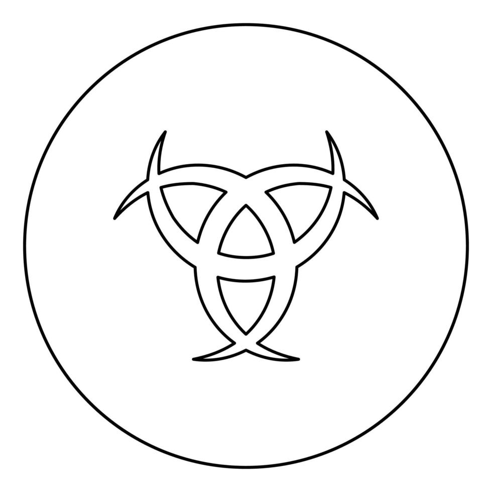 hoorn odin triple hoorn van odin pictogram in cirkel ronde omtrek zwarte kleur vector illustratie vlakke stijl afbeelding