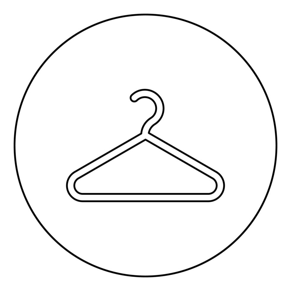 hanger kleerhanger pictogram in cirkel ronde omtrek zwarte kleur vector illustratie vlakke stijl afbeelding