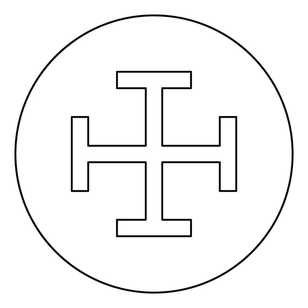 kruis galg die lijkt op hindhead kruis monogram religieuze kruis pictogram in cirkel ronde overzicht zwarte kleur vector illustratie vlakke stijl afbeelding