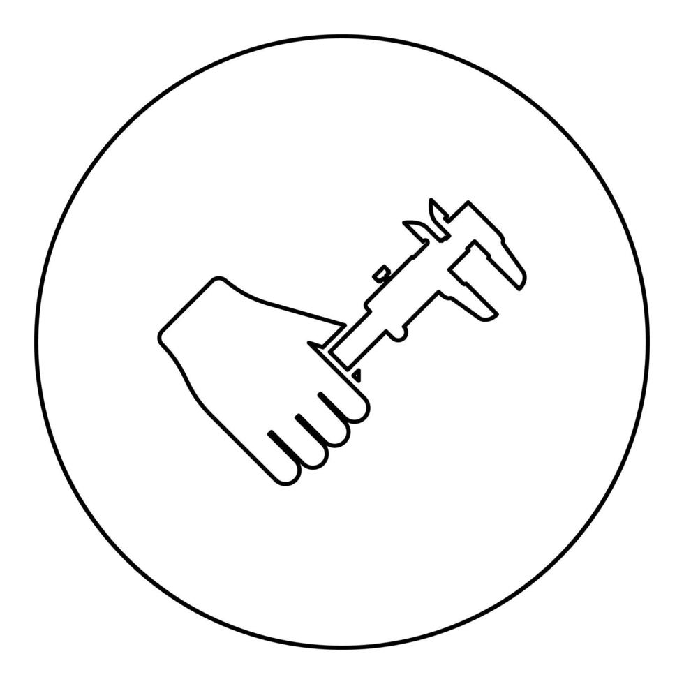 remklauw in hand remklauw in arm meetinstrument maatregel gebruik pictogram in cirkel ronde zwarte kleur vector illustratie solide omtrek stijl afbeelding