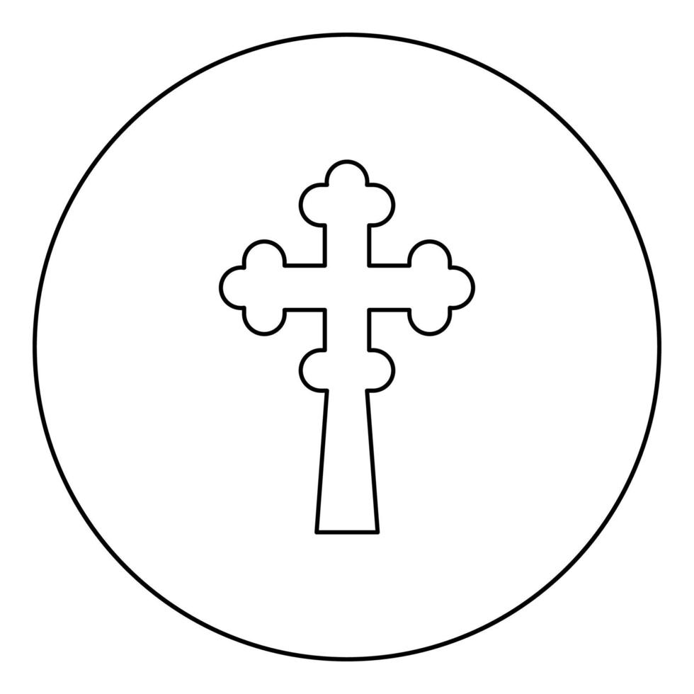 kruis klaverblad klaver op kerk koepel domical met gesneden kruis monogram religieuze kruis pictogram in cirkel ronde overzicht zwarte kleur vector illustratie vlakke stijl afbeelding