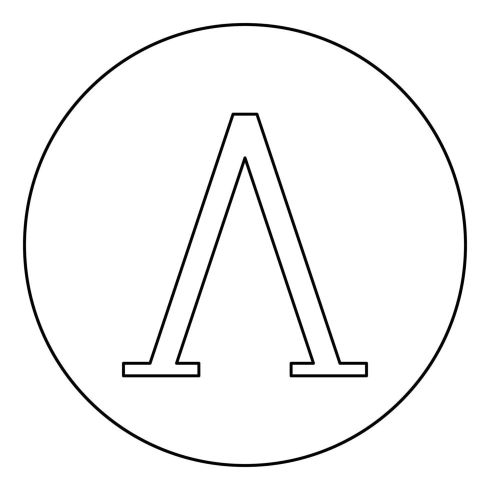 Lambda Grieks symbool hoofdletter hoofdletter lettertype pictogram in cirkel ronde overzicht zwarte kleur vector illustratie vlakke stijl afbeelding