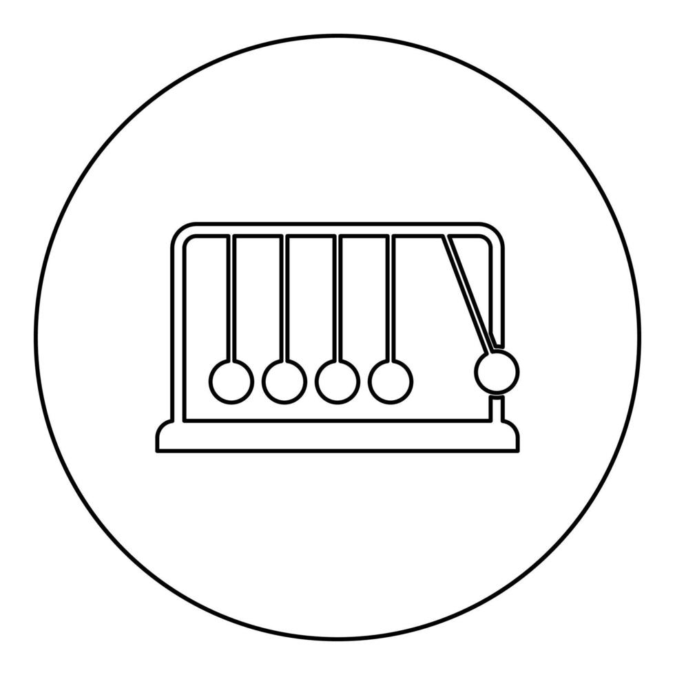 wieg newton metaal metronoom newton's balans apparatuur ontspannen beweging balanceren ballen slinger pictogram in cirkel ronde zwarte kleur vector illustratie solide overzicht stijl afbeelding