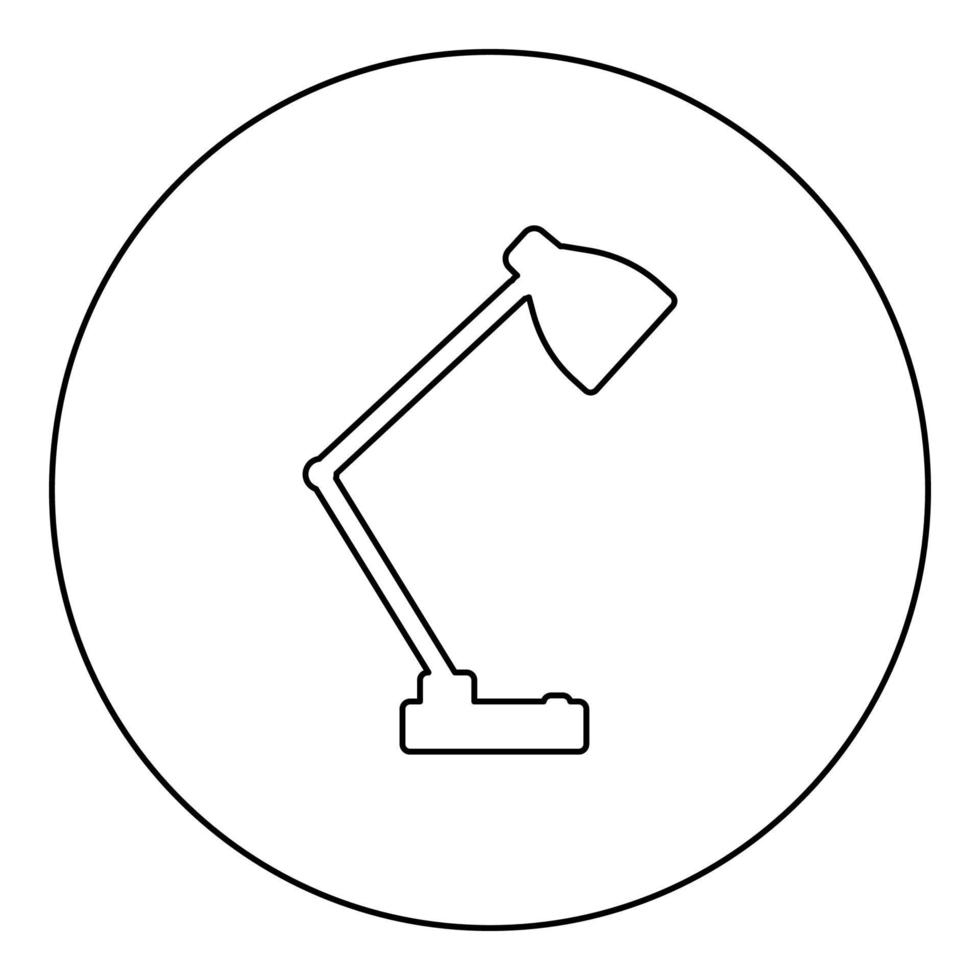 tafellamp bureau licht elektrisch voor interieur huis icoon in cirkel ronde zwarte kleur vector illustratie afbeelding overzicht contour lijn dunne stijl