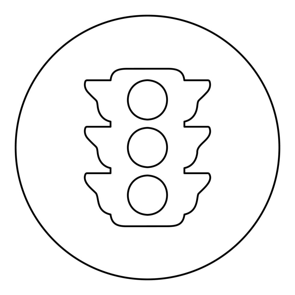 verkeerslichten licht signaal stoplicht verordening vervoer en voetganger pictogram in cirkel ronde zwarte kleur vector illustratie afbeelding overzicht contour lijn dunne stijl