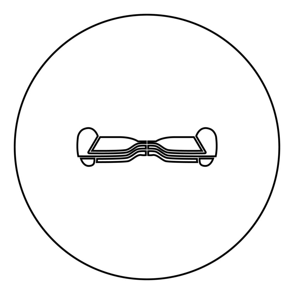 gyroboard zwart pictogram omtrek in cirkel afbeelding vector