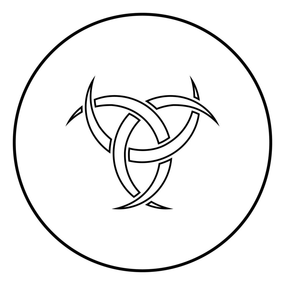 Odin hoorn heidendom symbool pictogram overzicht zwarte kleur vector in cirkel ronde illustratie vlakke stijl afbeelding