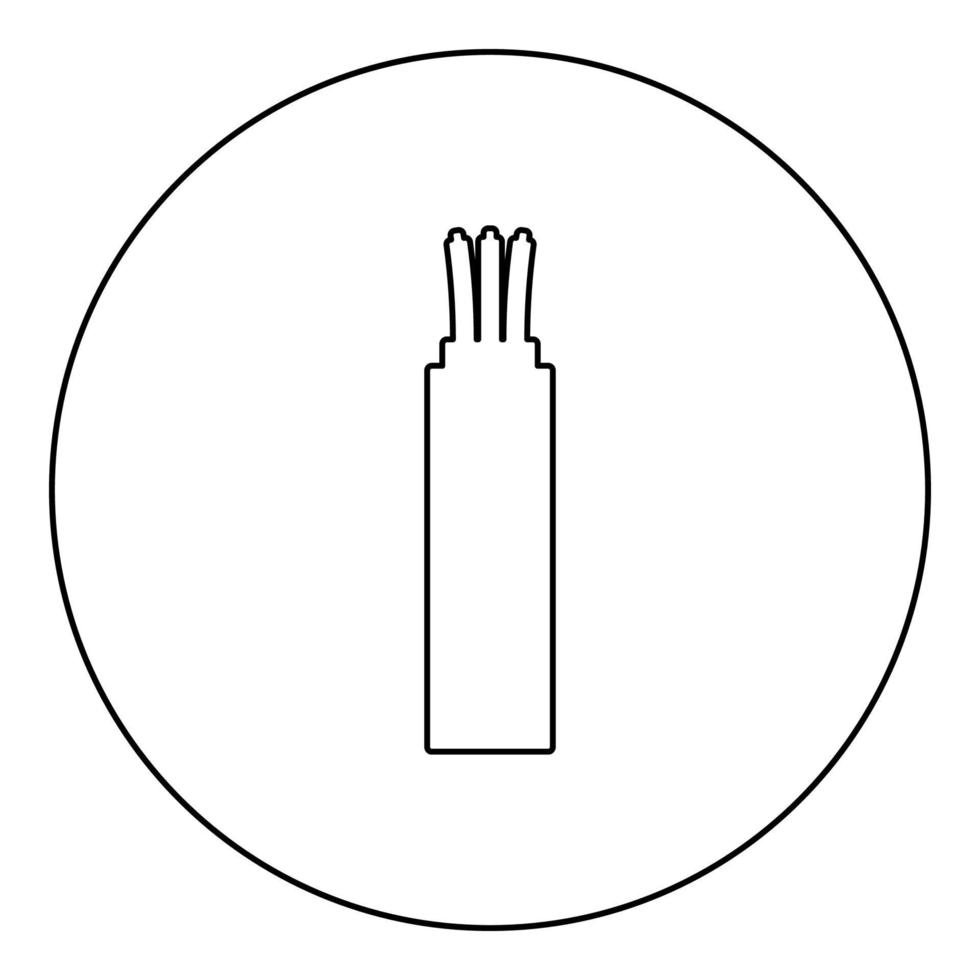 draad koord elektrische kabel gebogen macht optische vezel pictogram in cirkel ronde zwarte kleur vector illustratie afbeelding overzicht contour lijn dunne stijl