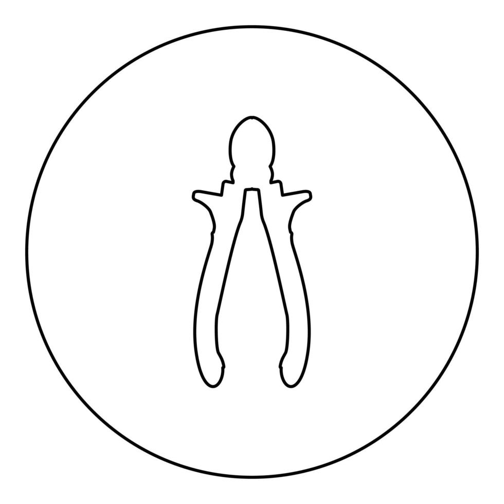 snijtang zijsnijder handgereedschap voor het snijden van draden pictogram in cirkel ronde zwarte kleur vector illustratie afbeelding overzicht contour lijn dunne stijl