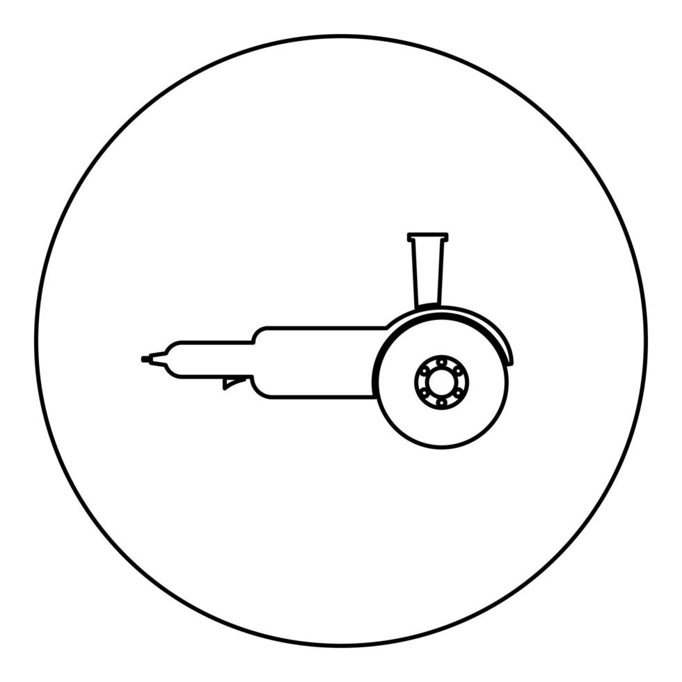 Bulgaarse elektrische cirkelzaag haakse slijper met schijven handpictogram zwarte kleur in ronde cirkel vector