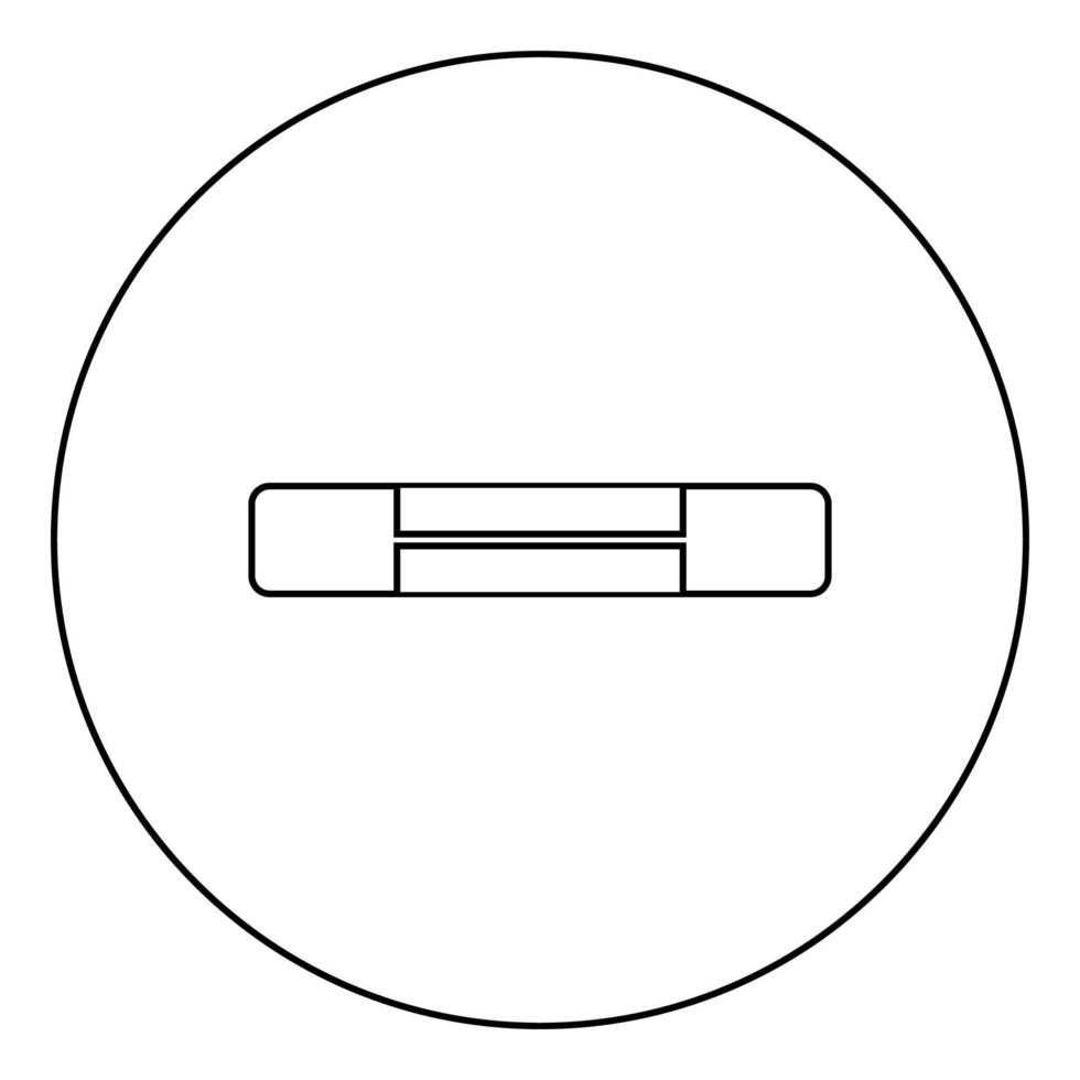 elektrische zekering circuit symbolen overbelasting bescherming smeltbare element pictogram in cirkel ronde overzicht zwarte kleur vector illustratie vlakke stijl afbeelding