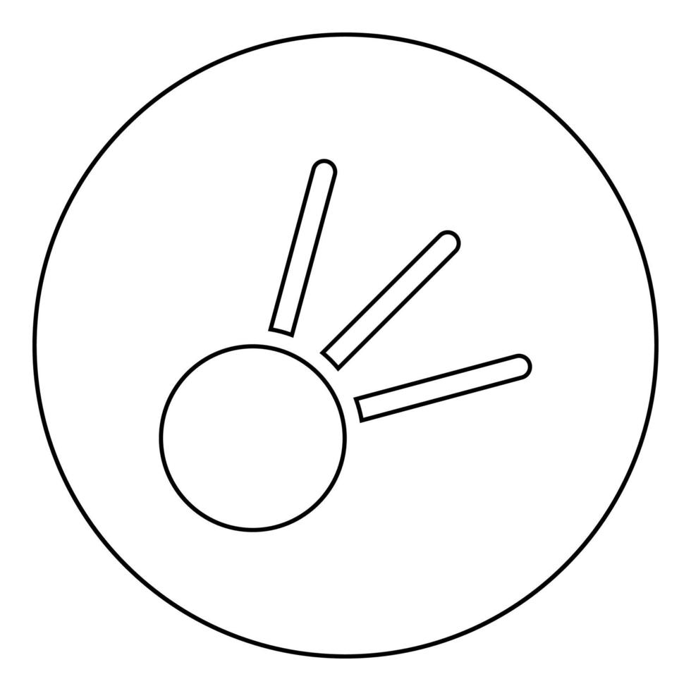 symbool meteoriet pictogram in cirkel ronde omtrek zwarte kleur vector illustratie vlakke stijl afbeelding