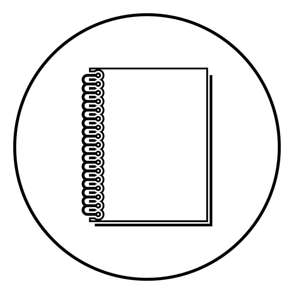 notitieboekje met veerpictogram zwarte kleur in cirkelronde vector