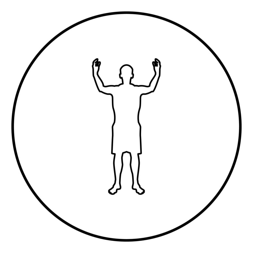 man gelukkig ontmoet iedereen silhouet vergadering vreugde concept vooraanzicht pictogram zwarte kleur illustratie in cirkel round vector