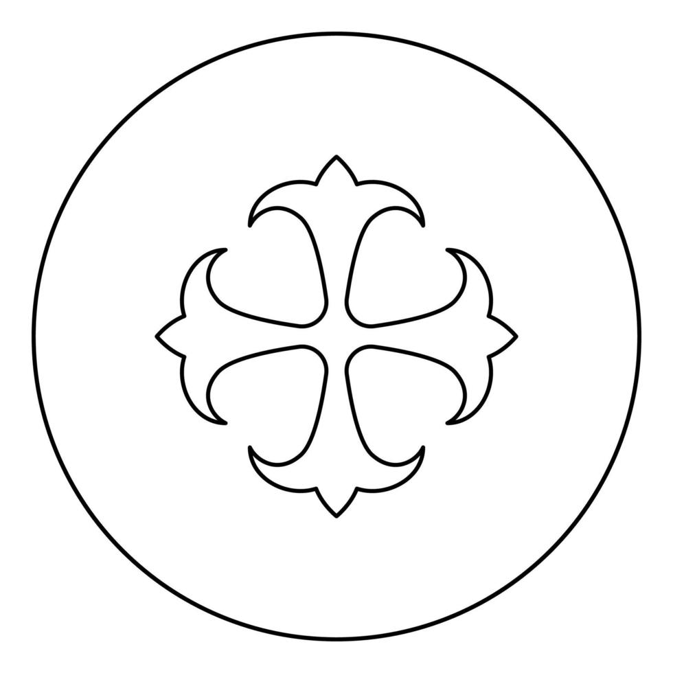 symbool veld lily kreen sterk kruis monogram dokonstantinovsky symbool van de apostel anker hoop teken religieus kruis pictogram in cirkel rond overzicht zwarte kleur vector illustratie vlakke stijl afbeelding