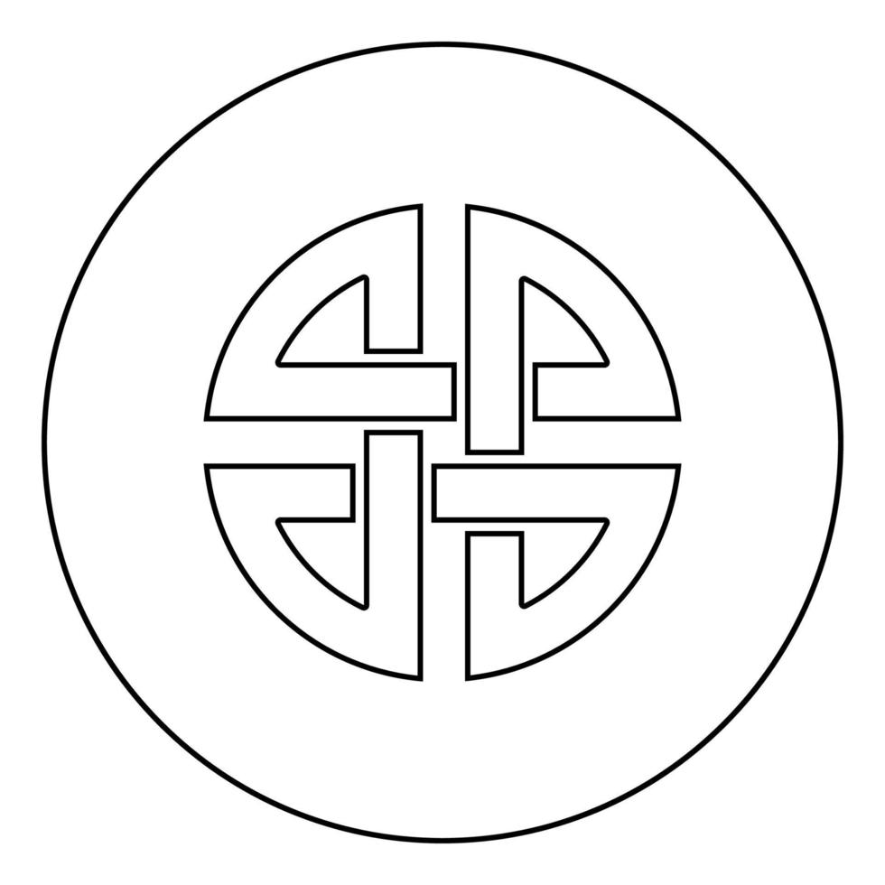 knoop schild symbool van bescherming oud symbool pictogram in cirkel ronde overzicht zwarte kleur vector illustratie vlakke stijl afbeelding